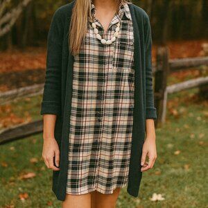 Love J Fall Plaid Shirt Dress